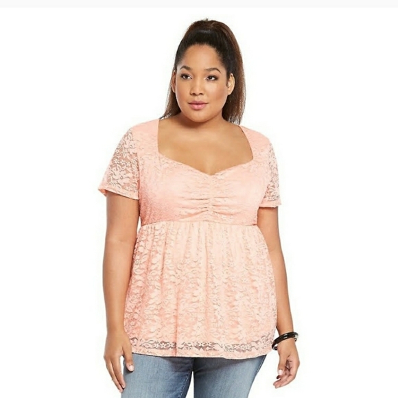 torrid Tops - Torrid | 0X | Boho Peach Lace NWT Blouse